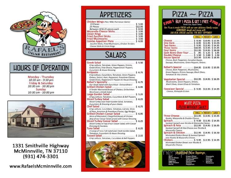 Rafael's Italian Restaurant - McMinnville, TN menu_pic
