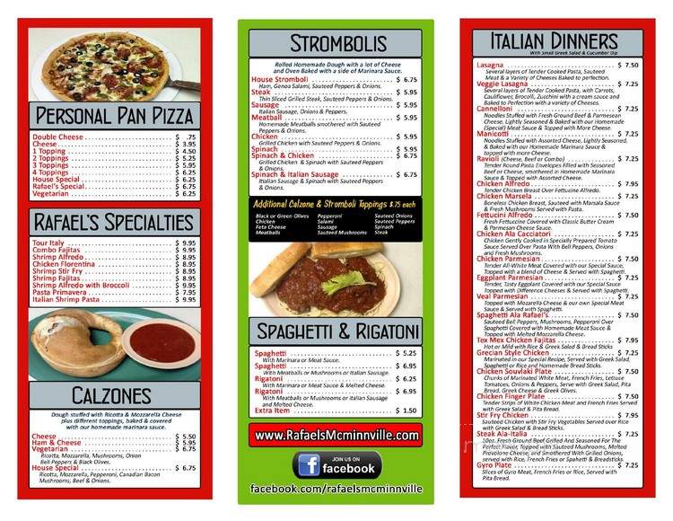 Rafael's Italian Restaurant - McMinnville, TN menu_pic