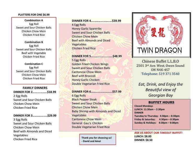 Twin Dragon Restaurant - Owen Sound, ON