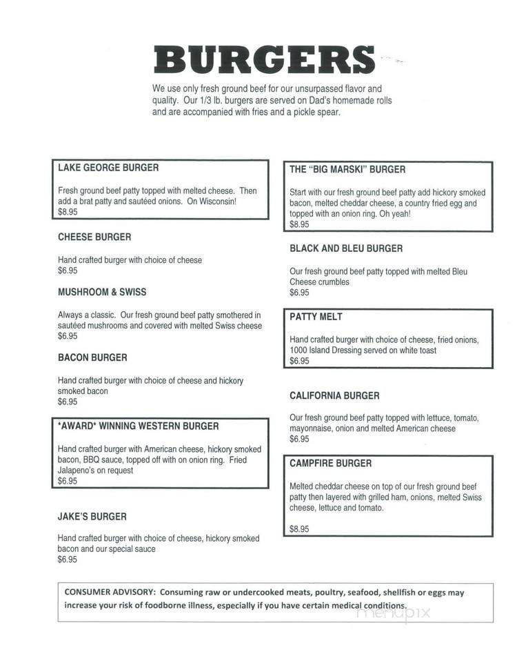 Fisher's Resort Bar & Grill - Rhinelander, WI menu_pic