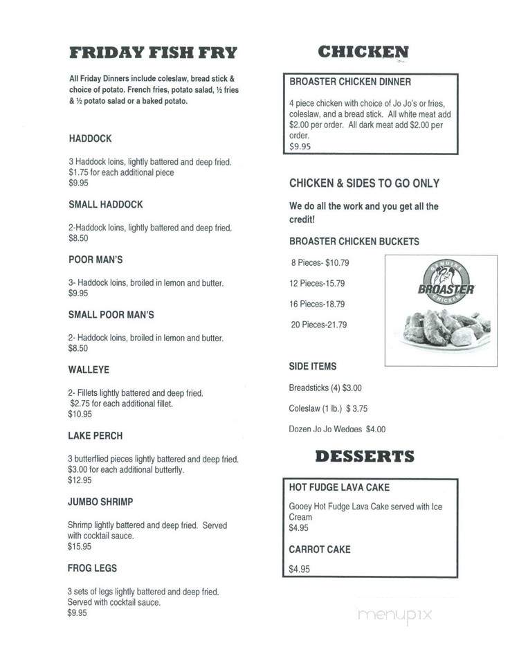 Fisher's Resort Bar & Grill - Rhinelander, WI menu_pic
