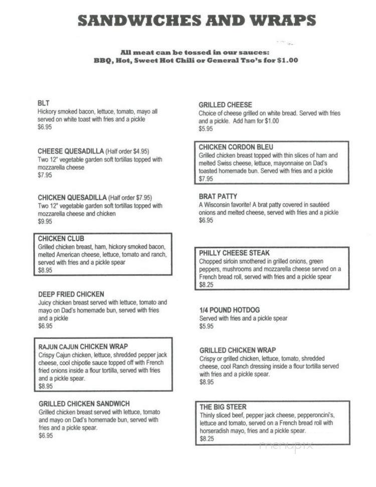Fisher's Resort Bar & Grill - Rhinelander, WI menu_pic