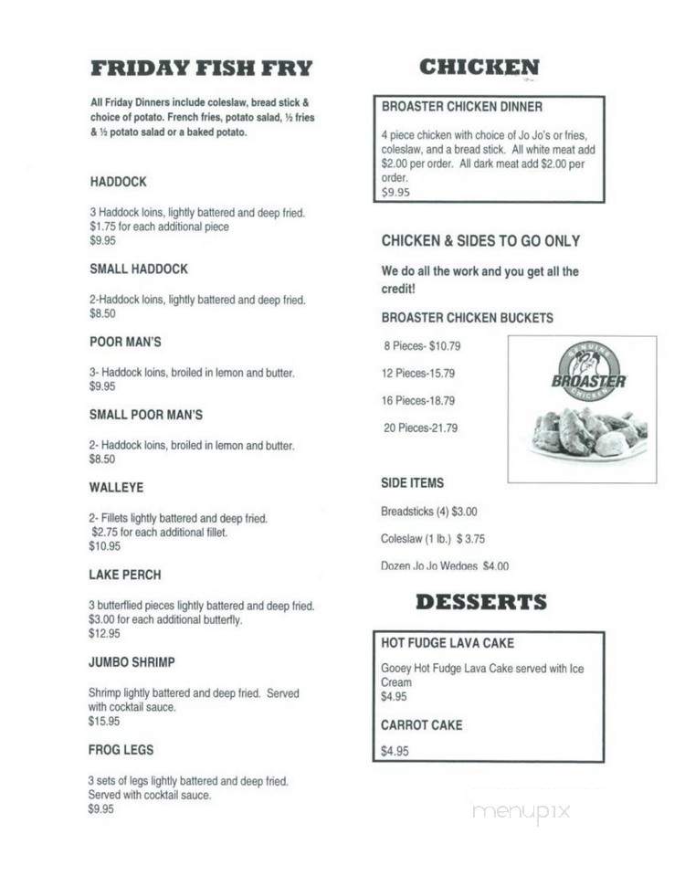 Fisher's Resort Bar & Grill - Rhinelander, WI menu_pic