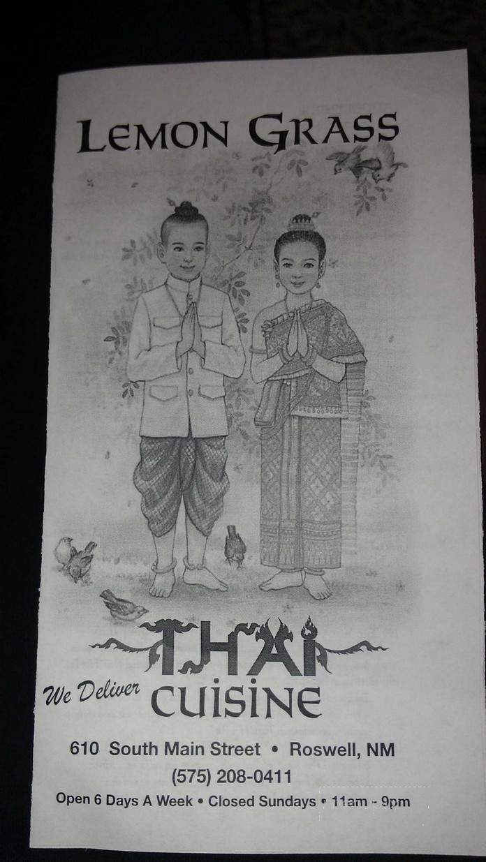Lemon Grass Thai Cuisine - Roswell, NM menu_pic