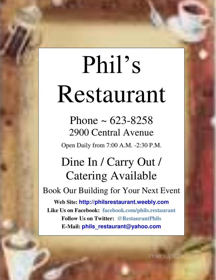 Phil's Restaurant - Hot Springs, AR menu_pic