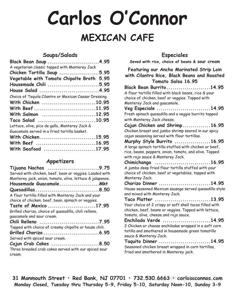 Carlos O'Connor Mexican Restaurant - Red Bank, NJ