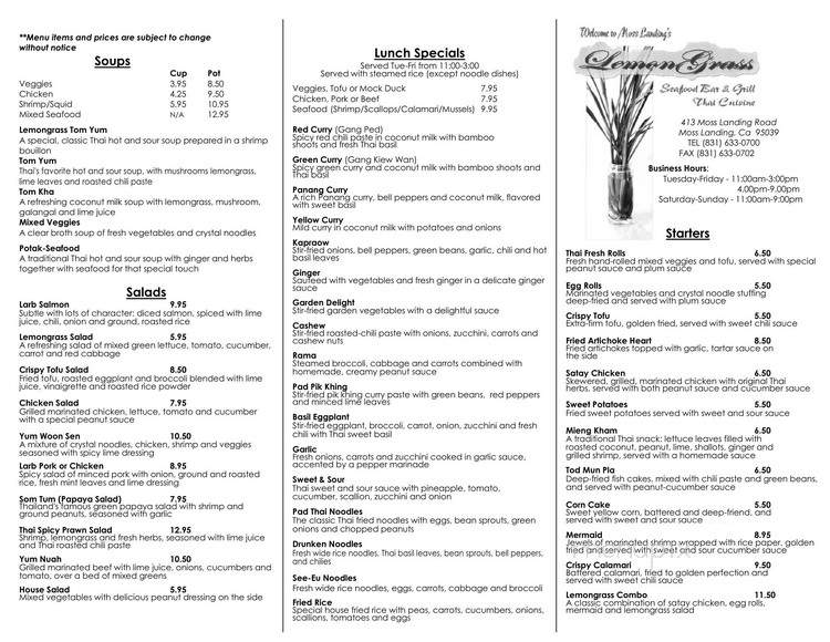 Lemongrass Seafood Bar & Grill - Moss Landing, CA