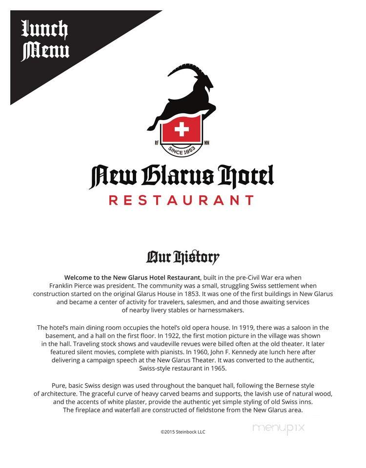 New Glarus Hotel Restaurants - New Glarus, WI menu_pic