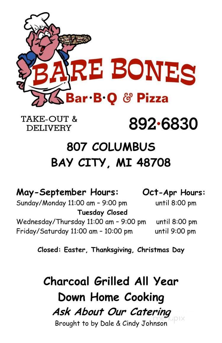Bare Bones Barbq & Pizza - Bay City, MI menu_pic