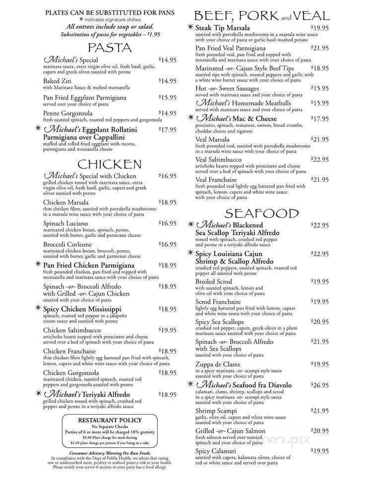 Michael's Pasta in the Pan - Wilbraham, MA menu_pic