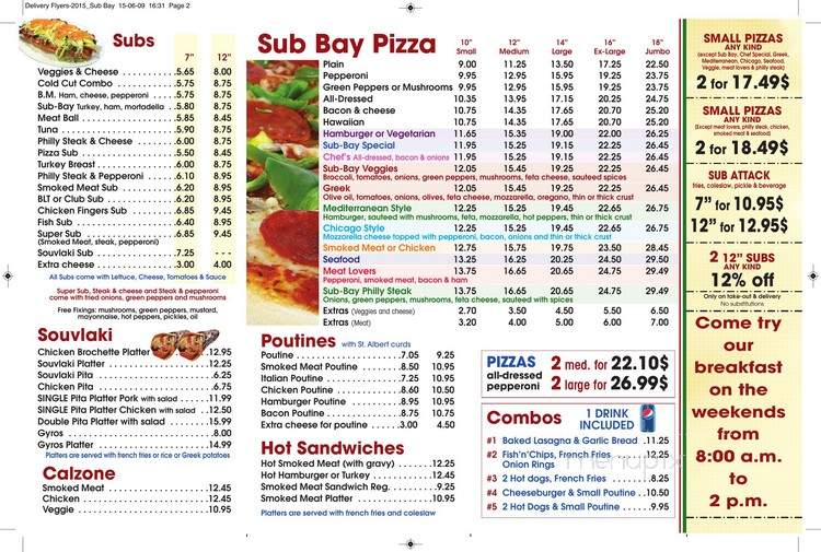 Sub Bay - Cornwall, ON menu_pic