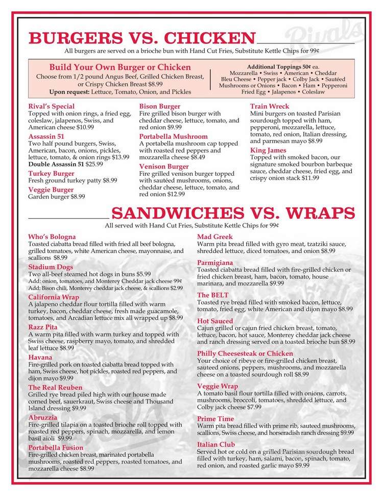 Rivals Sports Grille - Cleveland, OH menu_pic