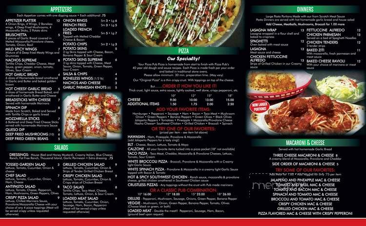 Pizza Pub - Portsmouth, OH menu_pic