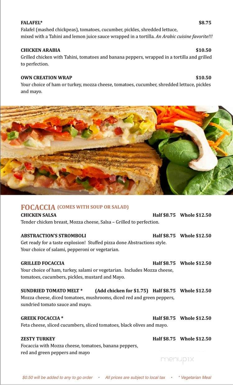 Abstractions Cafe Bistro - Regina, SK menu_pic
