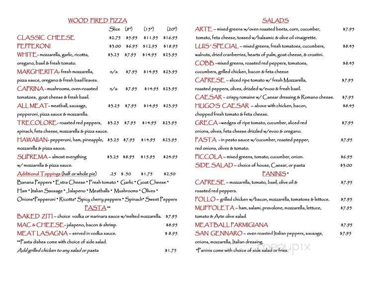 Arte Pizza - Brunswick, GA menu_pic