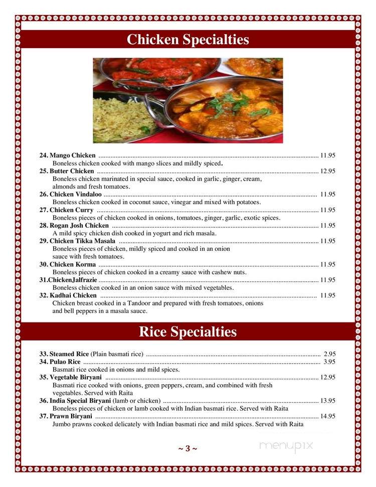 Cuisine Of India - Castlegar, BC menu_pic
