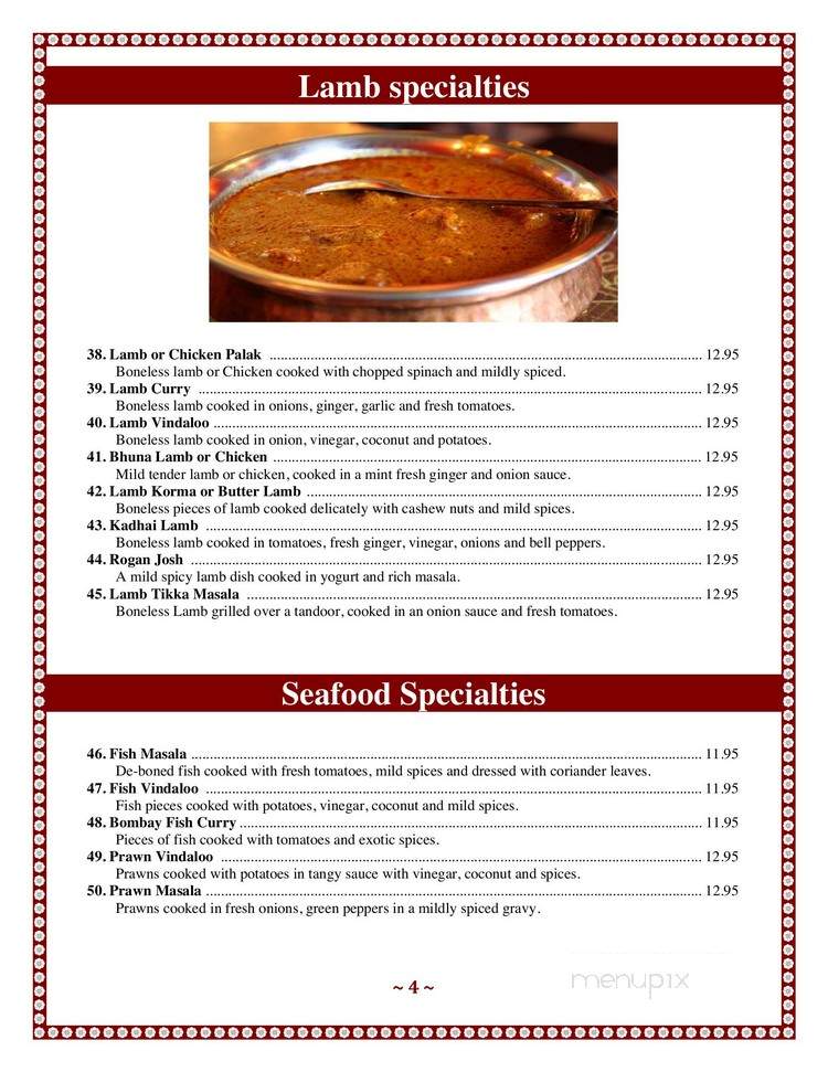 Cuisine Of India - Castlegar, BC menu_pic