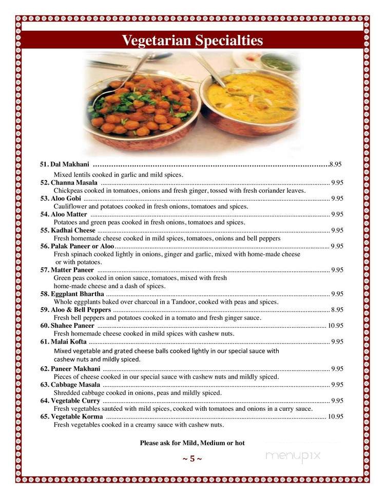 Cuisine Of India - Castlegar, BC menu_pic