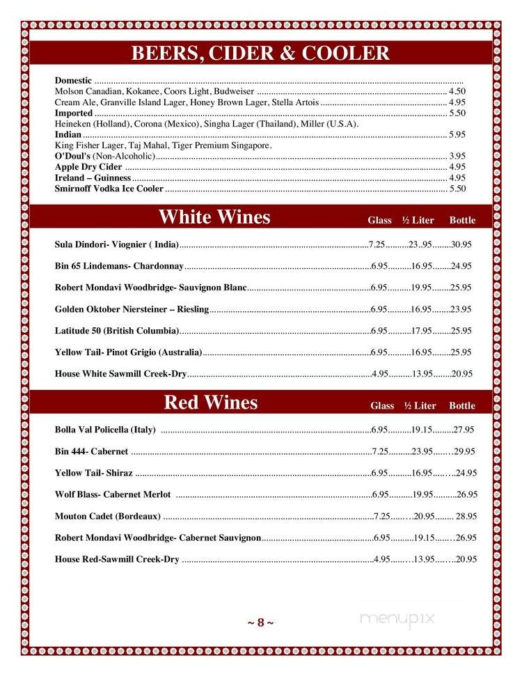 Cuisine Of India - Castlegar, BC menu_pic
