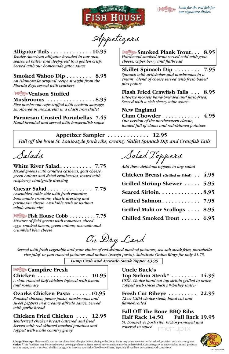 White River Fish House - Branson, MO menu_pic