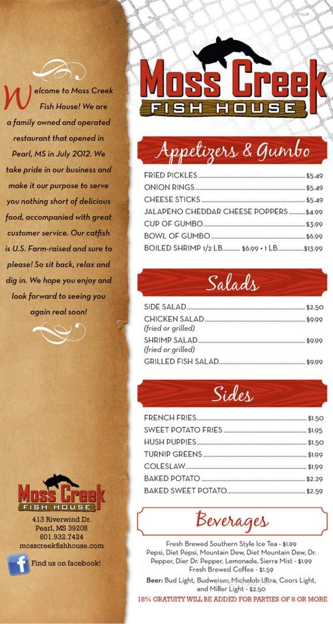 Moss Creek Fish House - Pearl, MS menu_pic