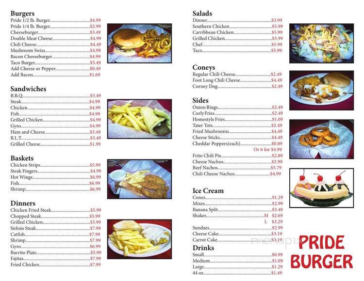 Pride Burgers - Mckinney, TX menu_pic