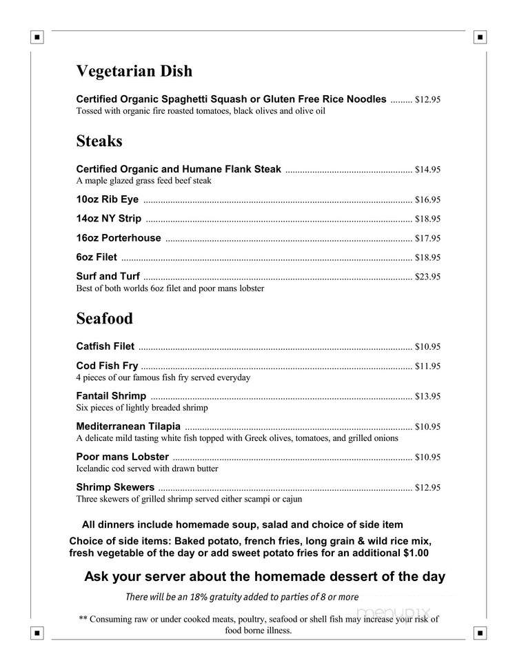 Village Supper Club - Pleasant Prairie, WI menu_pic