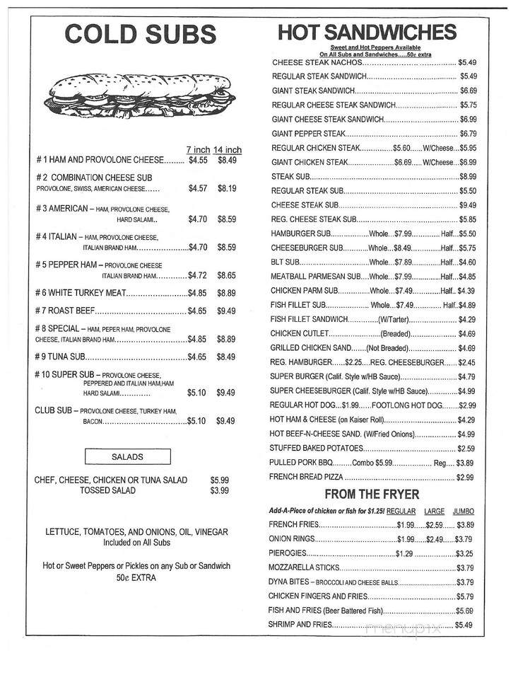 Joe's Place - Palmerton, PA menu_pic