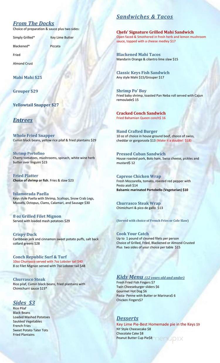 Ziggys & Mad Dog's - Islamorada, FL menu_pic