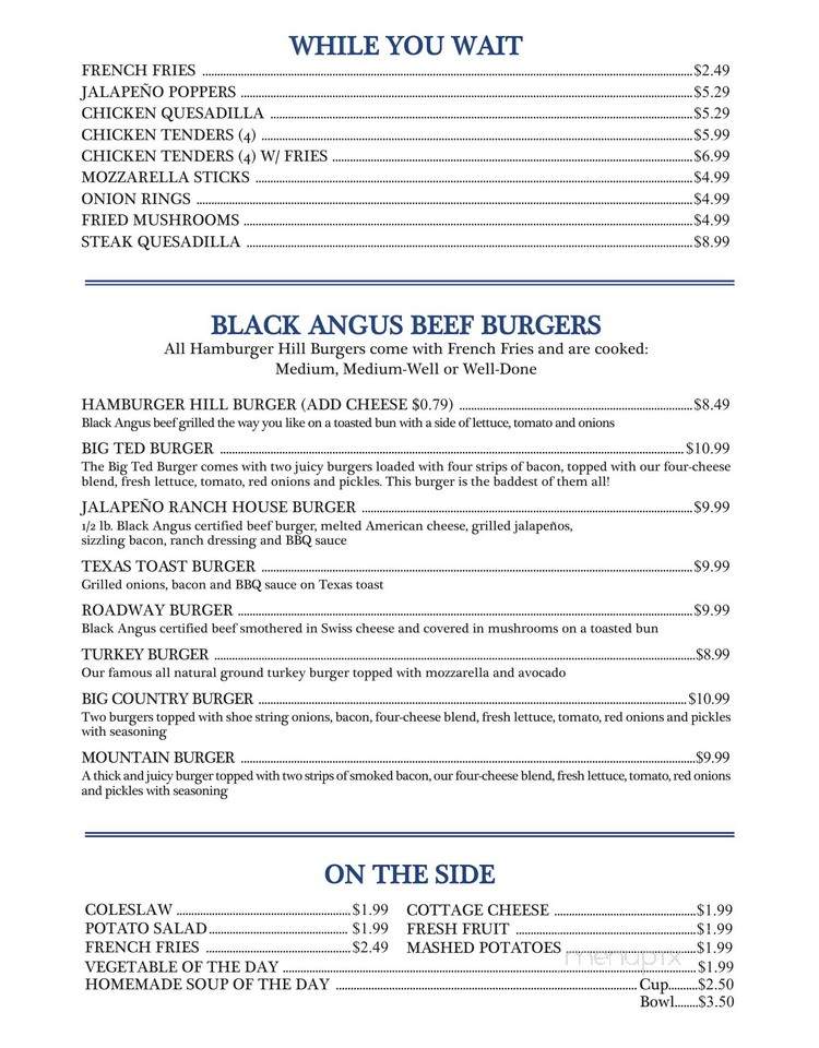 Hamburger Hill Family Restaurant - Temple Terrace, FL menu_pic