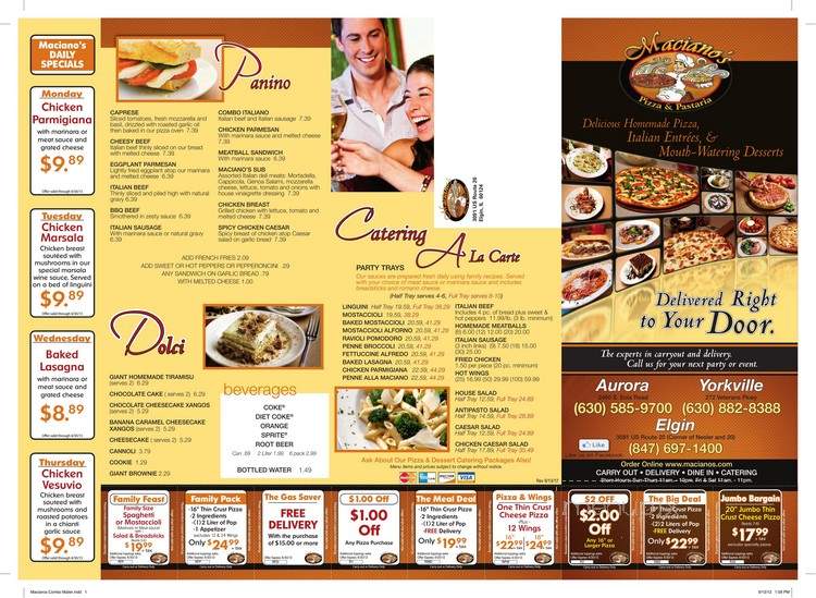 Maciano's Pizza & Pasta - Yorkville, IL menu_pic