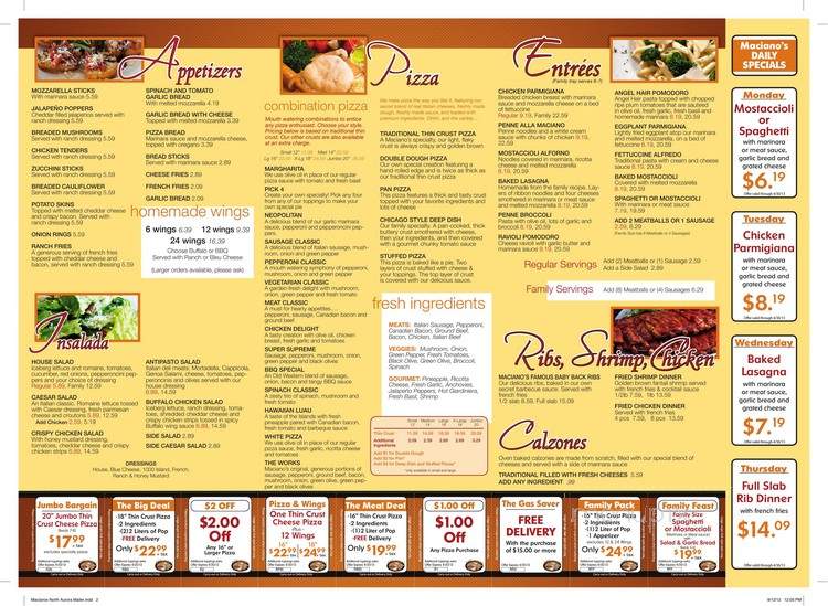 Maciano's Pizza & Pastaria - North Aurora, IL menu_pic