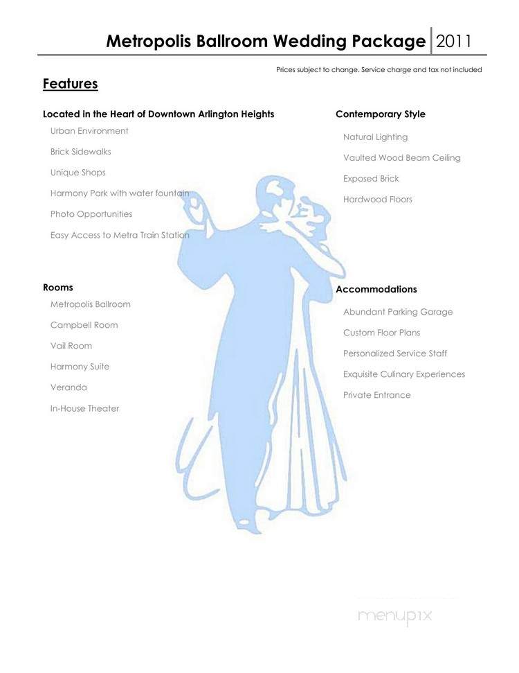 Metropolis Ball Room - Arlington Heights, IL menu_pic