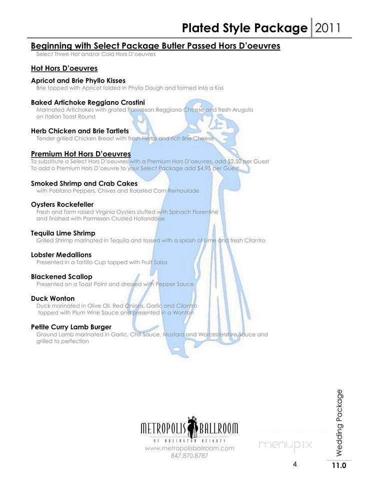 Metropolis Ball Room - Arlington Heights, IL menu_pic