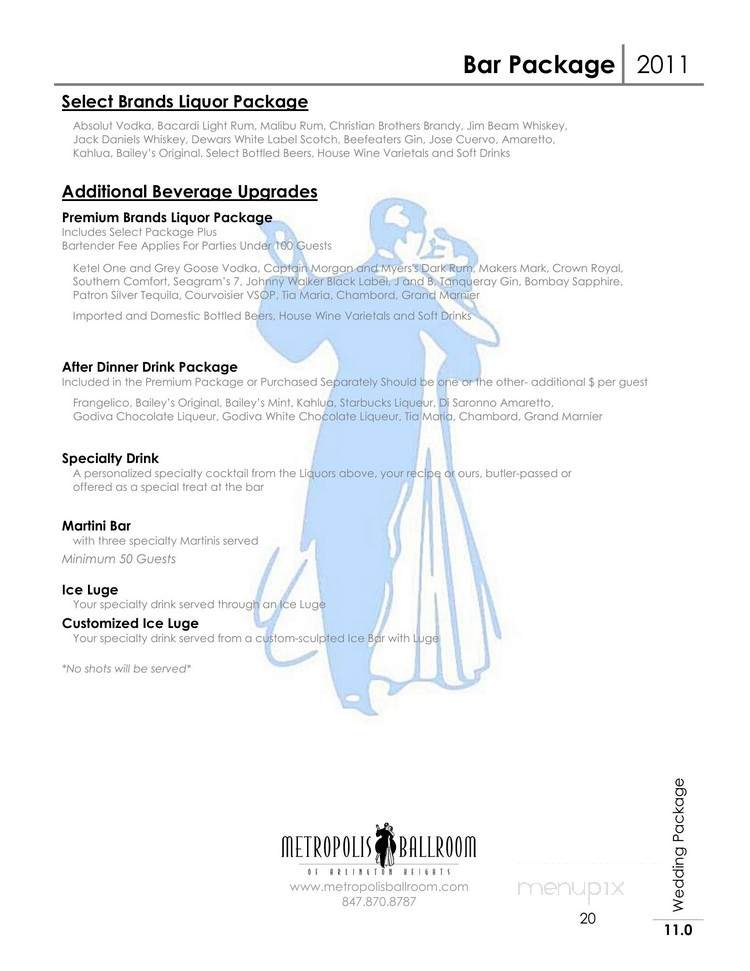 Metropolis Ball Room - Arlington Heights, IL menu_pic