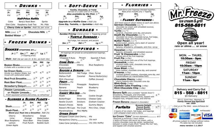 Mr Freeze - Marengo, IL menu_pic