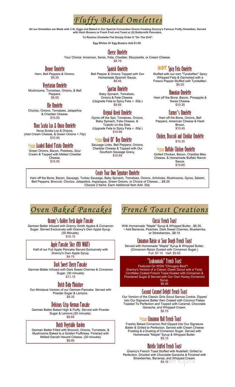 Original Granny's - Wheeling, IL menu_pic
