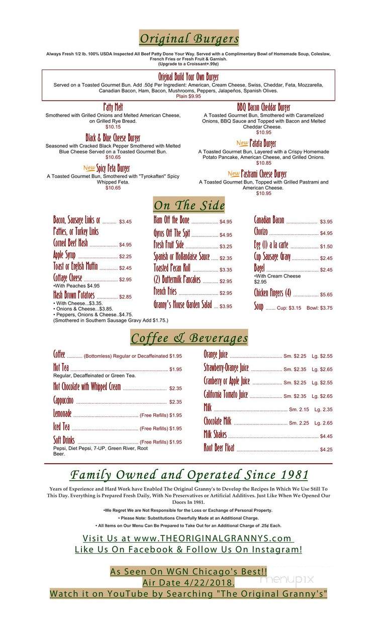 Original Granny's - Wheeling, IL menu_pic