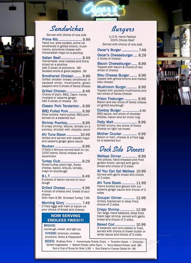 Oscar's Pub & Grill - Rockford, IL menu_pic