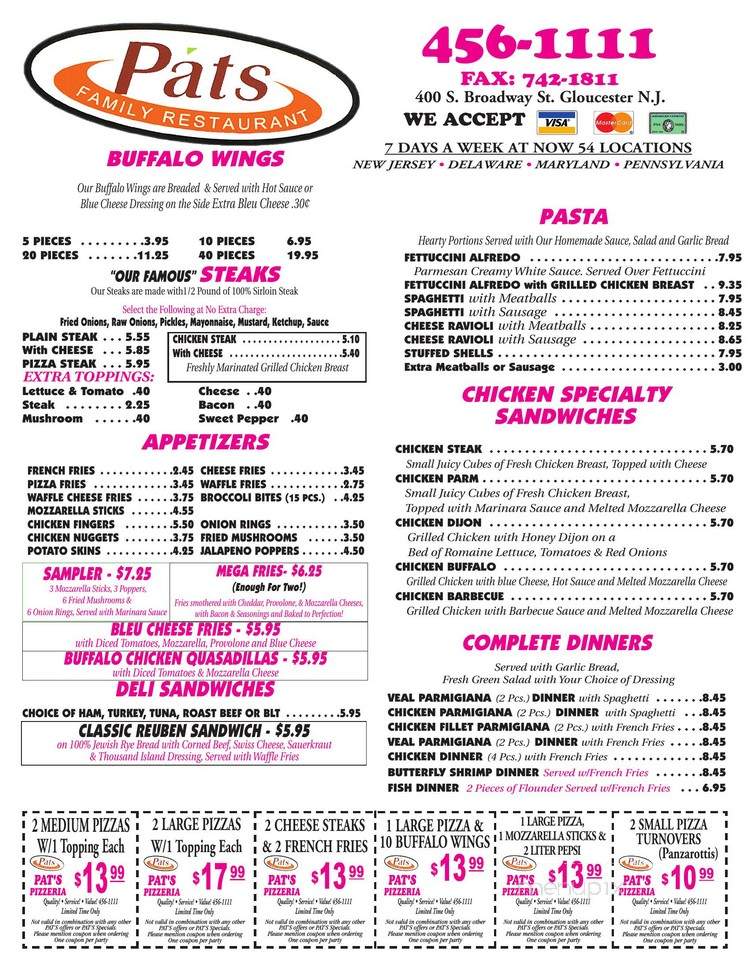 Pat's Pizzeria - Marcus Hook, PA menu_pic