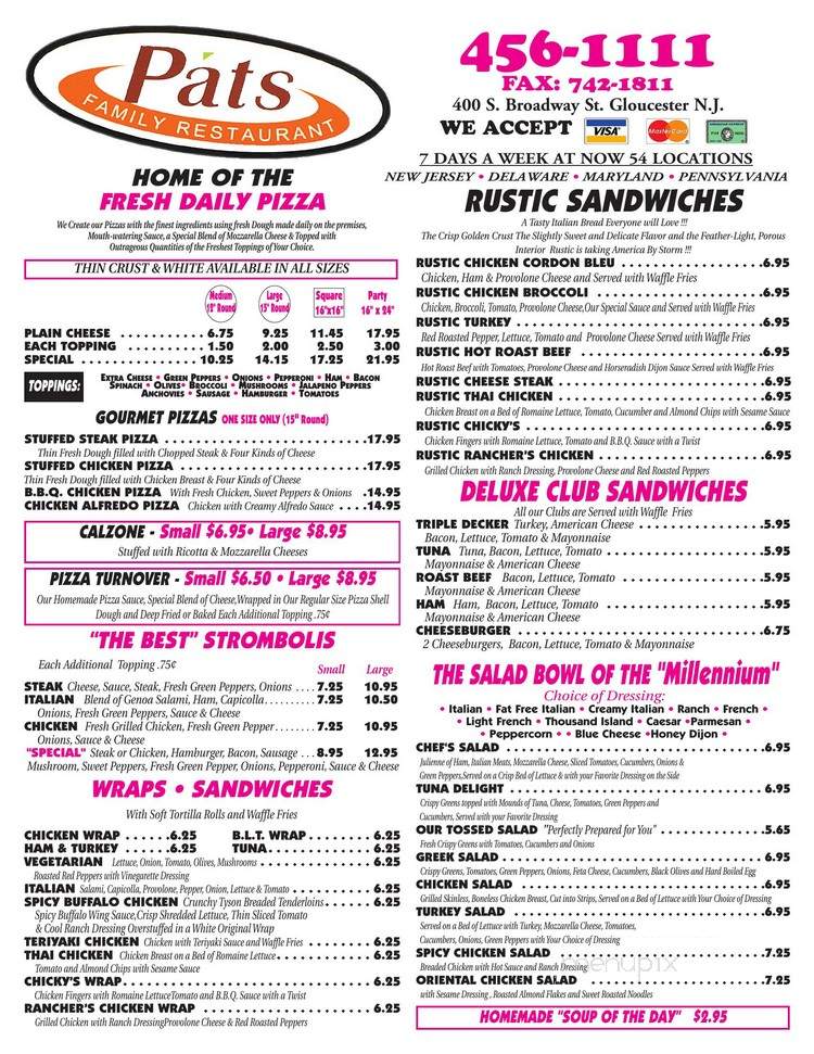 Pat's Pizzeria - Marcus Hook, PA menu_pic