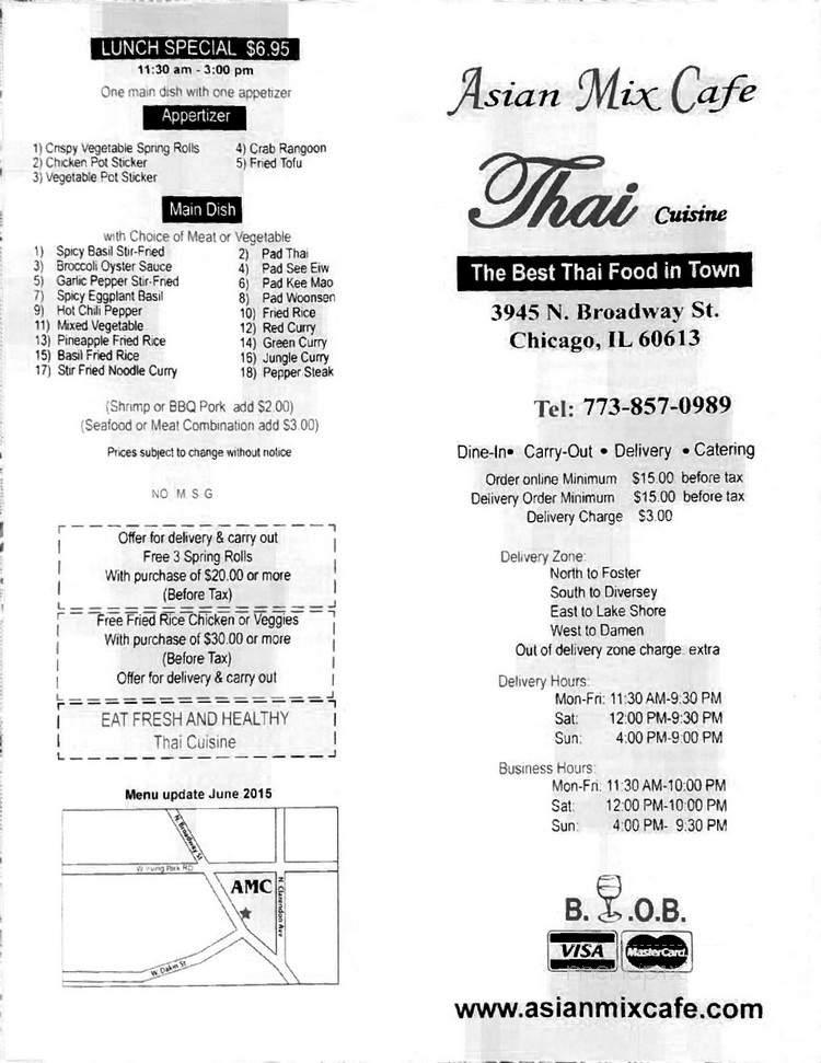 Asian Mix Cafe - Chicago, IL menu_pic