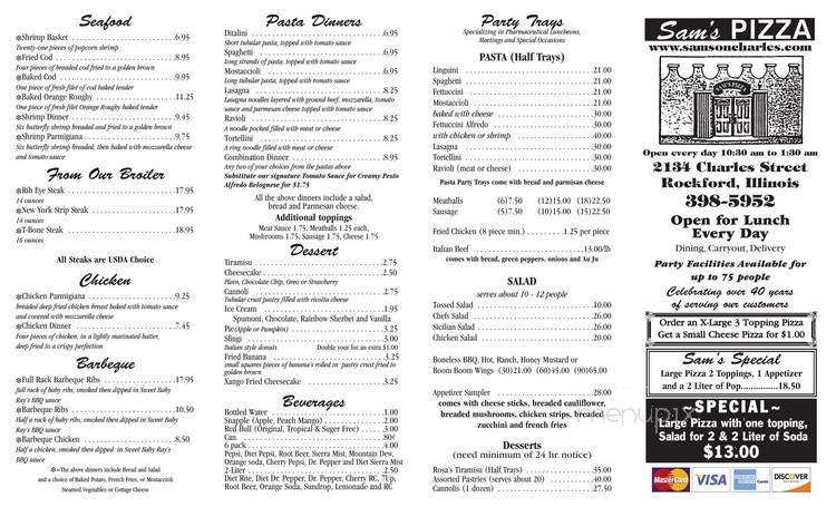 Sam's Family Restaurant - Rockford, IL menu_pic