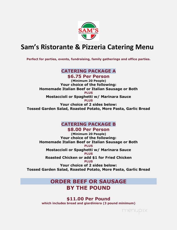 Sam's Pizza Restaurant - Rockton, IL menu_pic