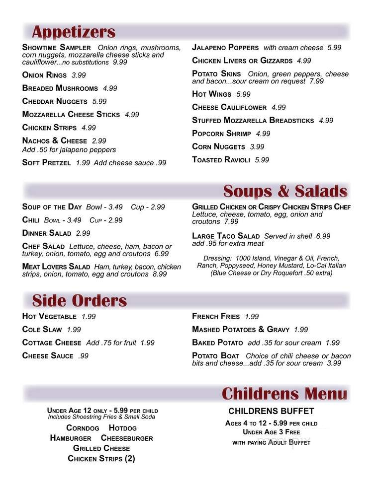 Showtime Lanes Cafe - Virden, IL menu_pic