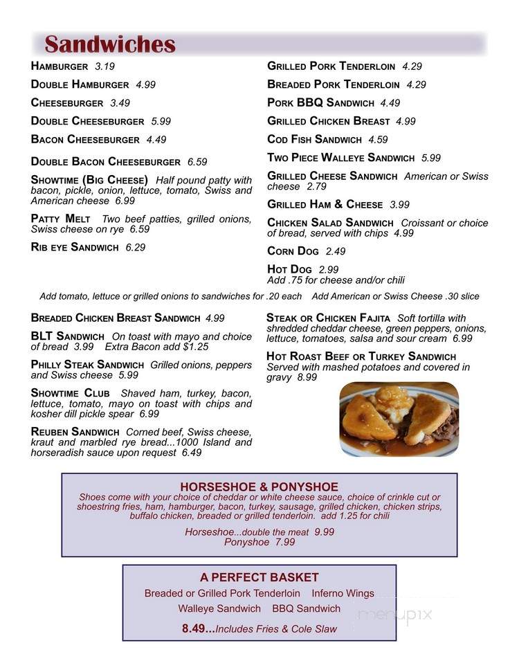 Showtime Lanes Cafe - Virden, IL menu_pic
