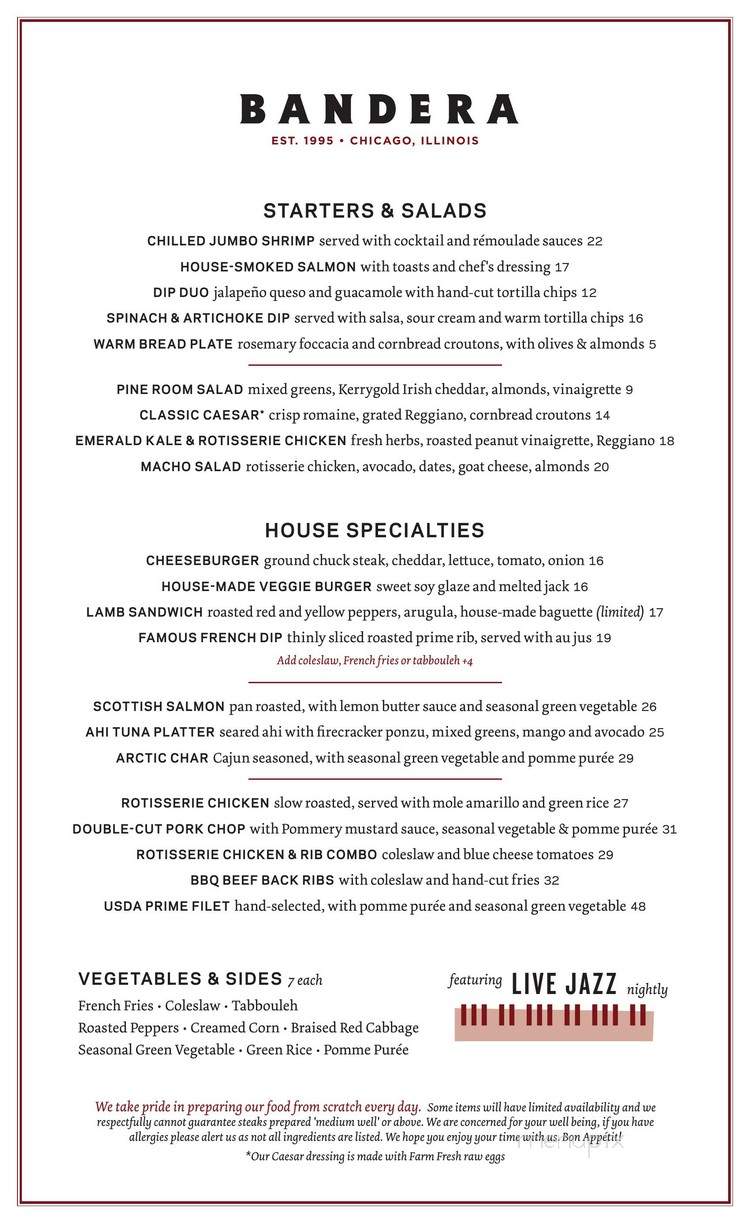 Bandera Restaurant - Chicago, IL menu_pic