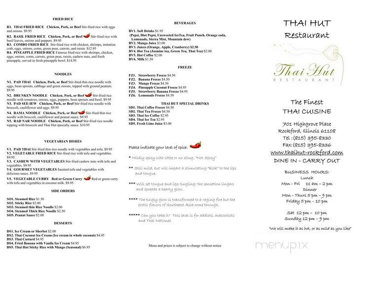 Thai Hut Restaurant - Rockford, IL