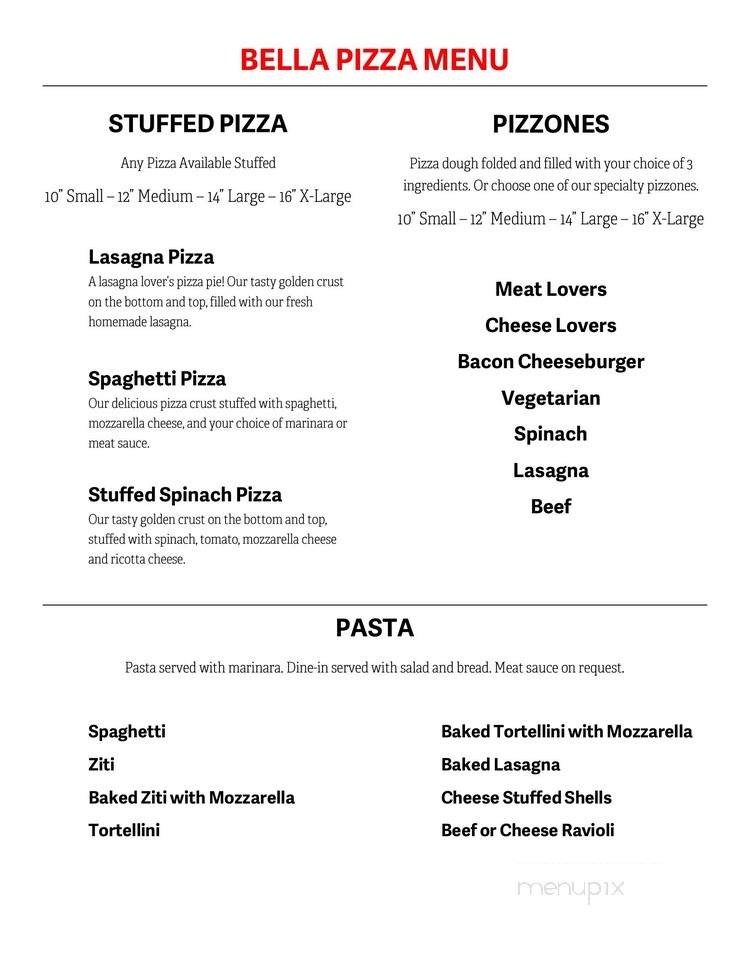 Bella Pizza - Cambridge, IL menu_pic