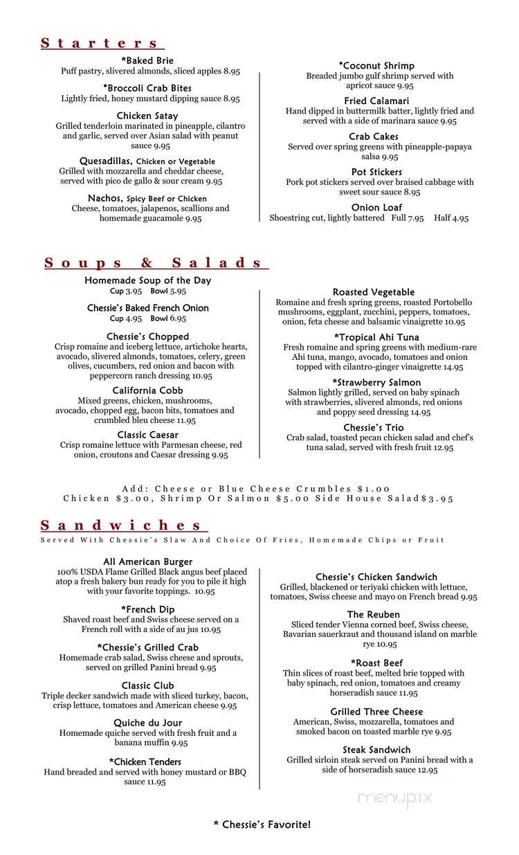 Chessie's 111 Grille - Barrington, IL menu_pic